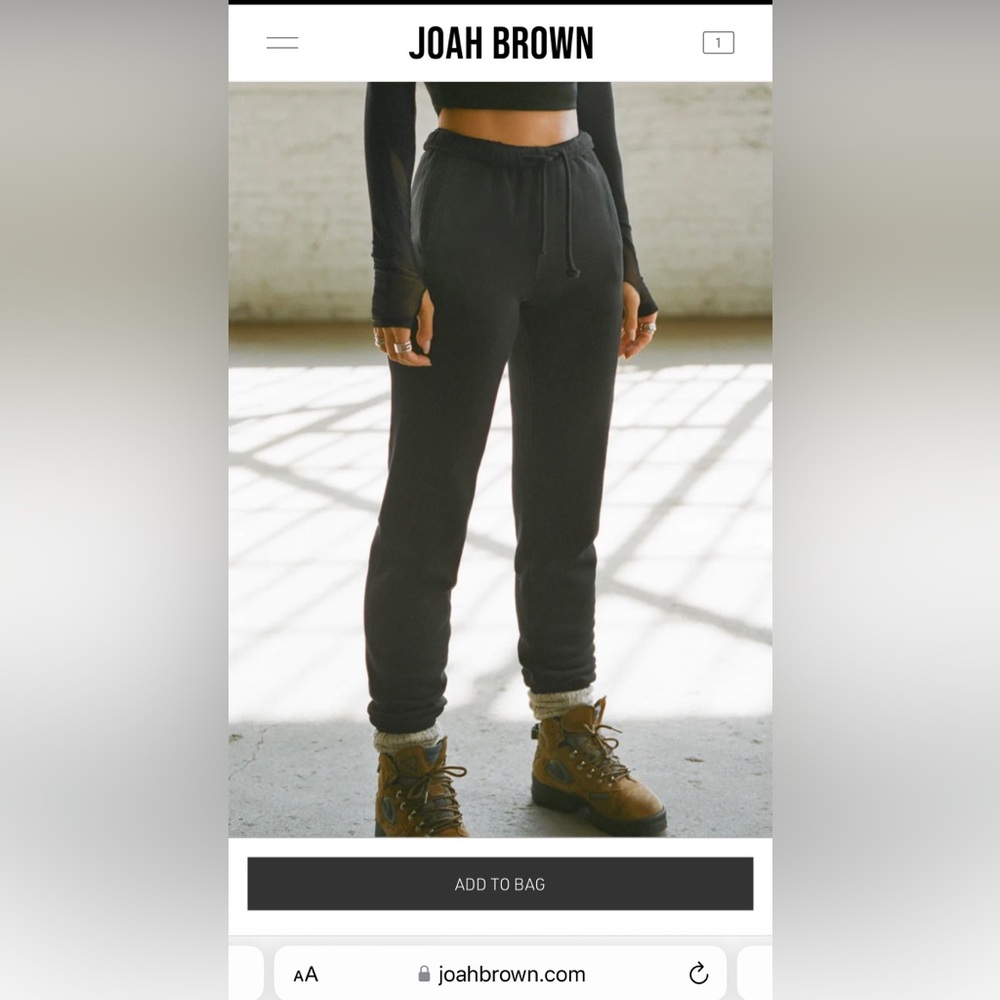 ISO Joah Brown empire joggers in xs/s